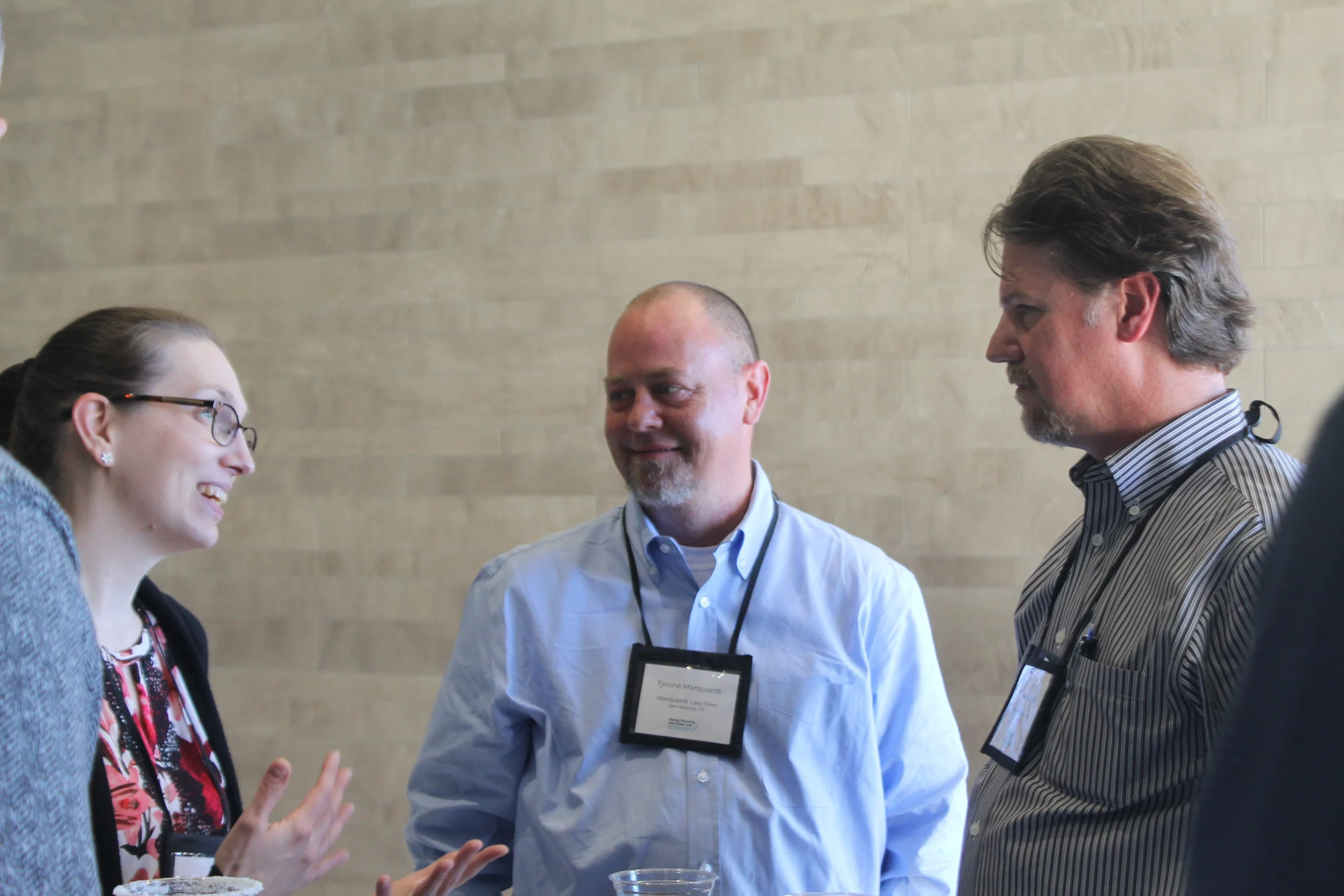 Attorneys networking at the evening reception
